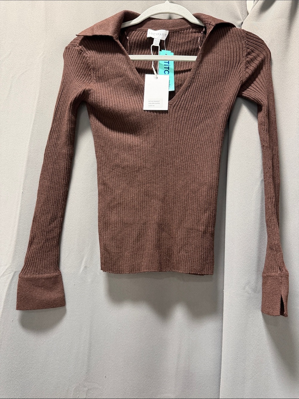 Lucy Paris Garrett Polo Top in Espresso - XS